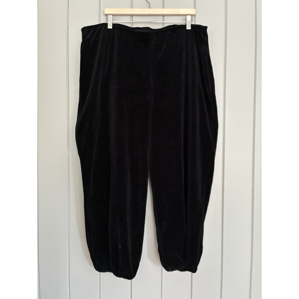 Gudrun Sjoden Velvet Joggers XXL Black Elastic Waist Lagenlook Pull-On